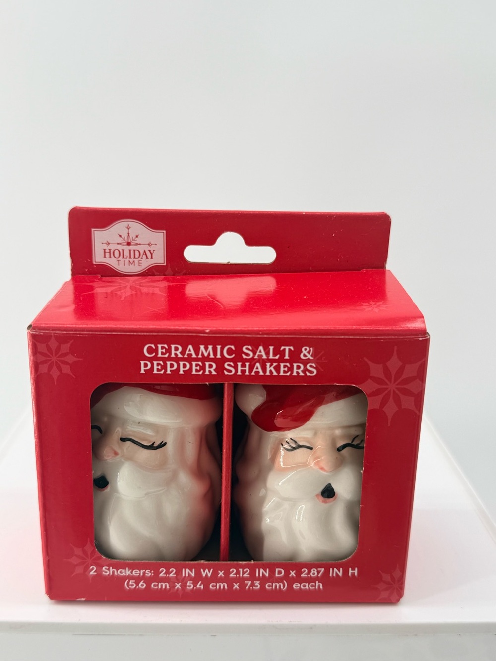 Holiday Time Red & White Santa Ceramic Salt and Pepper Set